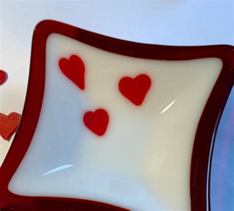 Coe 96 Fused Glass Hearts Opaque Red 1 2 Inch Pack Of 14 Etsy