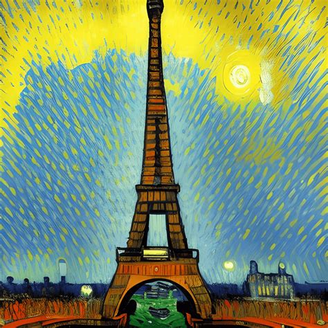 Eiffel Tower In The Rain Panoramic View Impressionistic Painting