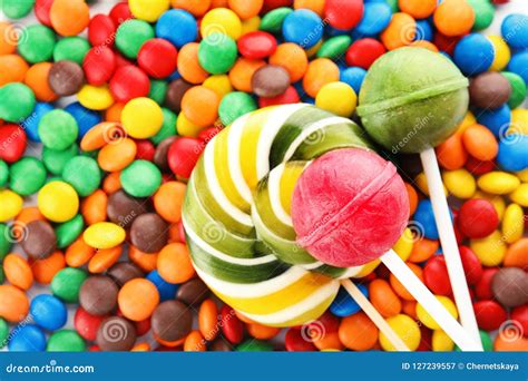 Lollipops And Colorful Candies As Background Stock Image Image Of