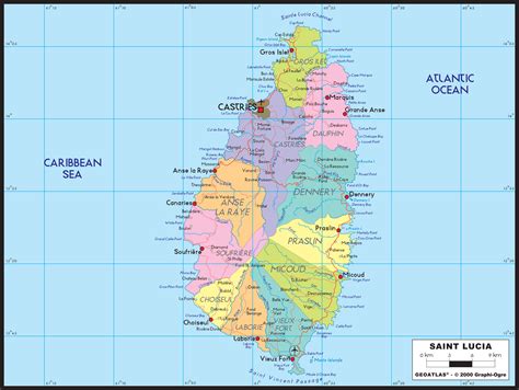 St Lucia Political Wall Map By Graphiogre Mapsales
