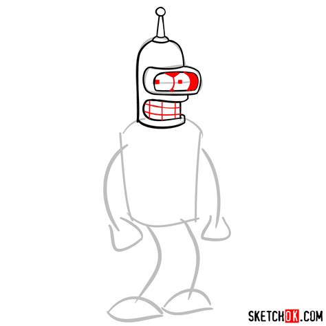 How To Draw Bender From Futurama Step By Step Sketchok
