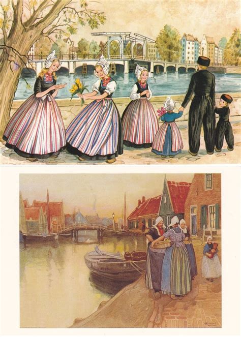7 vintage dutch costume postcards volendam netherlands etsy