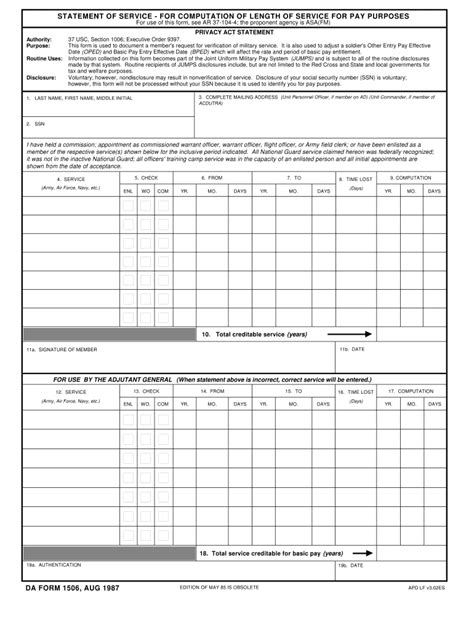 Download Fillable Da Form 1506