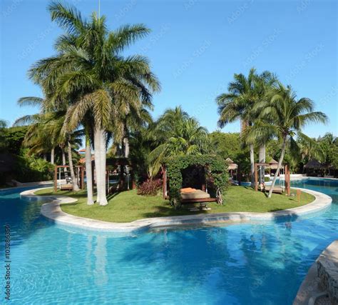 Pool Amenities And Landscape At A Luxury Tropical Resort In Riviera