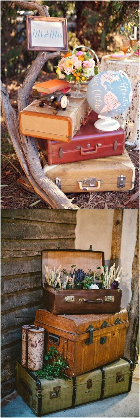 Vintage Travel Insipired Barn Suitcase Wedding Decor Idea Weddings