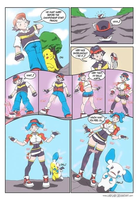 Pokemon Tg Pokemon People Pokemon Fan Art Transgender Comic Tg Transformation Captions