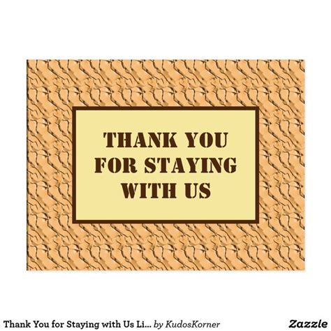 Thank You For Staying With Us Light Brown Pattern Postcard