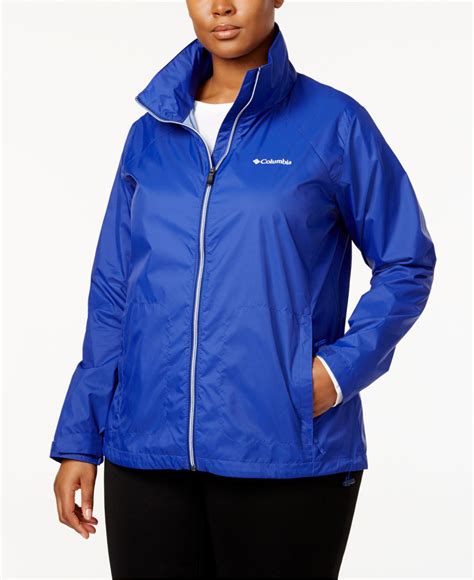 Columbia Synthetic Plus Size Switchbacktm Lined Rain Jacket In Blue Lyst