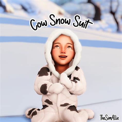 Cow Snow Suit ꕥ Sims Baby Sims 4 Sims 4 Toddler