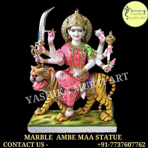 multicolor traditional makrana marble ambe maa statue for temple size 12 inch to 60 inch at