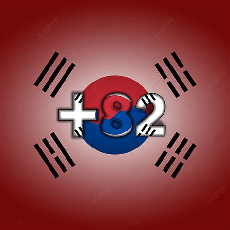 Gambar Bendera Vektor Korea Selatan Dengan Nomor Kode Telepon Ilustrasi