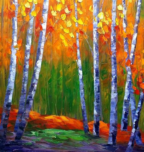 Birch Tree Oil Painting Wall Art Canvas Painting Large Etsy
