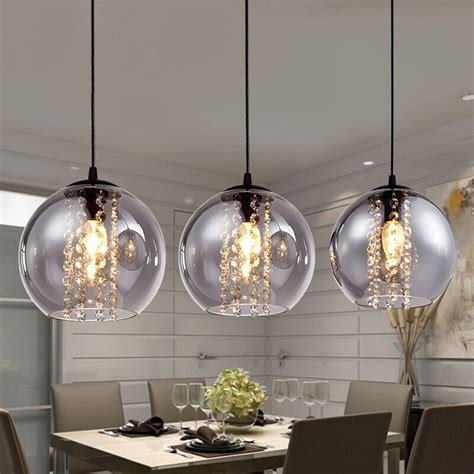 Modern Glass Ball Crystal Ceiling Light Kitchen Bar Pendant Lamp