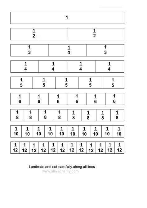 Fraction Strip Printable Print Out One Of These Sheets For Each Of Your