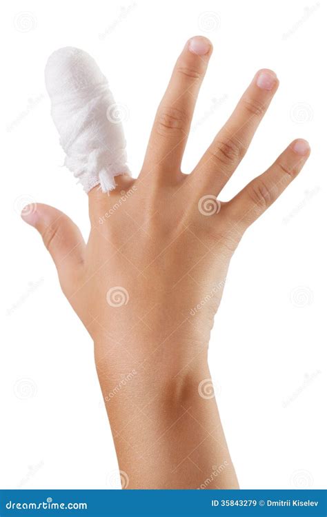 Hand With A Bandaged Finger Bandage Royalty Free Stock Images Image
