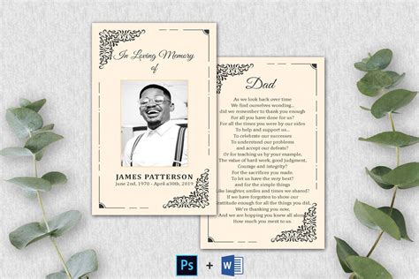 Editable Funeral Prayer Card Template Printable Memorial Prayer Card