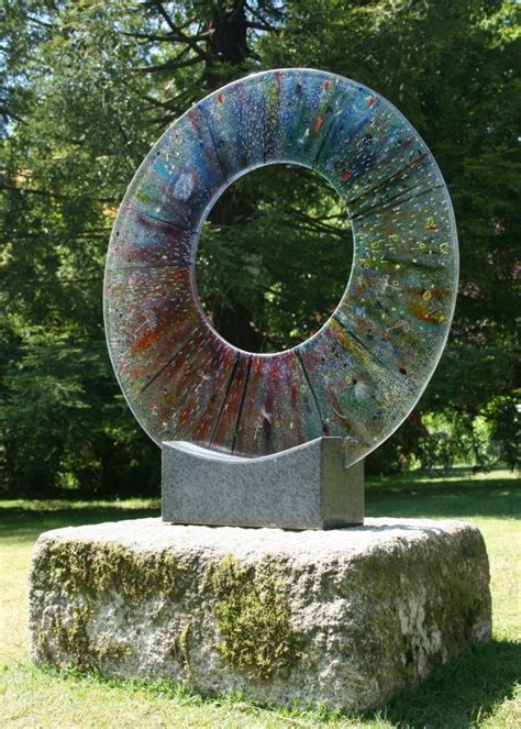 Infusion Glass Circular Outdoor Garden Focal Point Statue Sculpture By Arabella Marshall