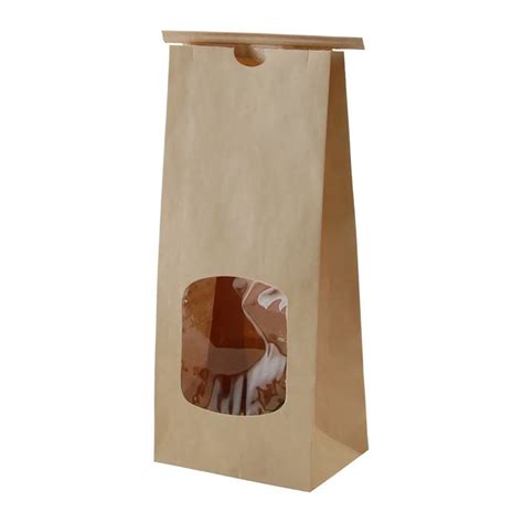 Bbiodegradable Brown Kraft Paper Tin Tie Coffee Bag With Window Buy