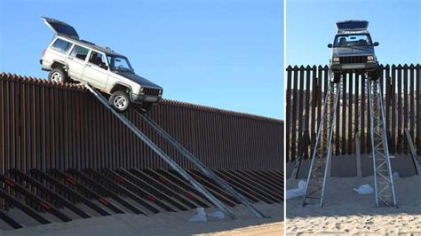 Smugglers Jeep Gets Stuck On Us Border Fence Scoop News Sky News