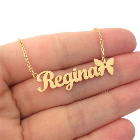 Gold Name Necklace Near Me ~ 18k Gold Plated Personalized Name Necklace Name Necklace Bodenewasurk