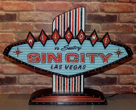 Vintage Welcome To Sultry Sin City Las Vegas Led Sign