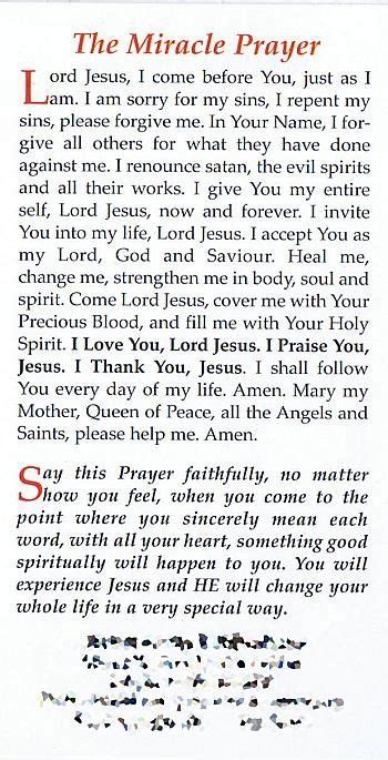 Fr Rookey Miracle Prayer X 10 Prayers For Healing Miracle Prayer