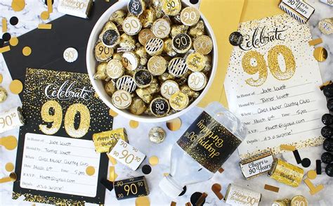 Black And Gold 90th Birthday Party Mini Candy Bar Wrappers