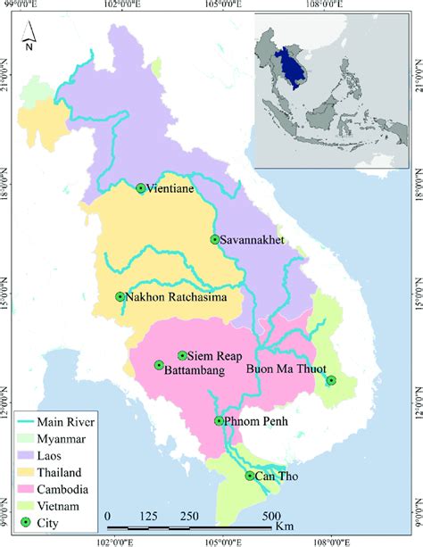 Map Of The Study Area The Lower Mekong Basin And The Boundary Of Each