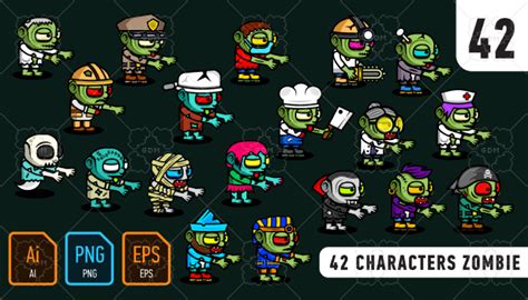 42 Characters Zombie Gamedev Market