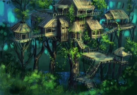 Entrei Em Naruto Fantasy Treehouse Fantasy Art Landscapes Fantasy Tree