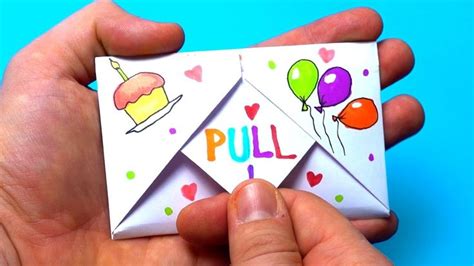 Origami can be a fun activity for people of all ages. DIY Pull Tab Origami Envelope Card | Letter Folding ...
