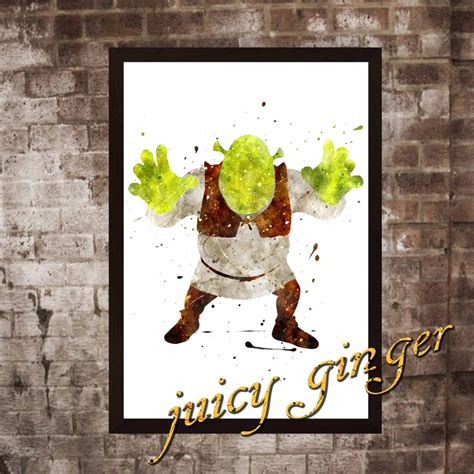 Shrek Poster Shrek Watercolor Home Decor Art Print Instant Etsy