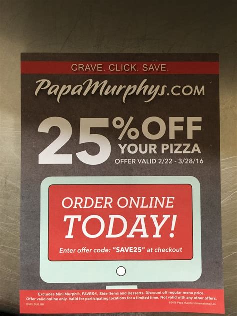 So check out all the coupons below and save some money on your next papa murphy's order as well. Papa Murphy's Printable Coupon That are Terrible | Russell ...