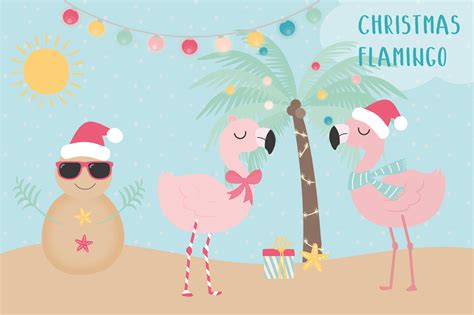 Christmas Flamingo Clipart By Poppymoon Design Thehungryjpeg