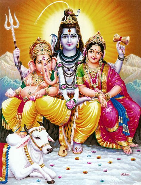 Shiva Parvati Ganesha With Nandi Poster 11 X 9 Inches Unframed