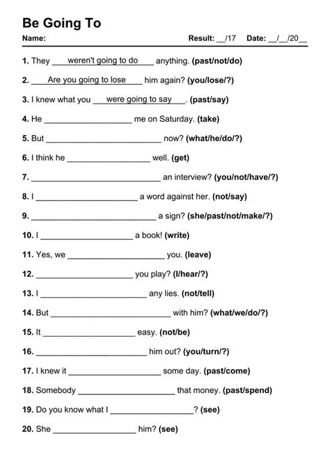 101 Printable Be Going To Pdf Worksheets With Answers Grammarism