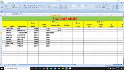 How To Make A Salary Sheet On Excel Youtube