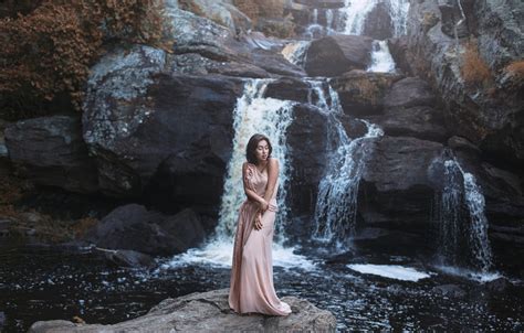 Wallpaper Girl Waterfall Dress Images For Desktop Section девушки
