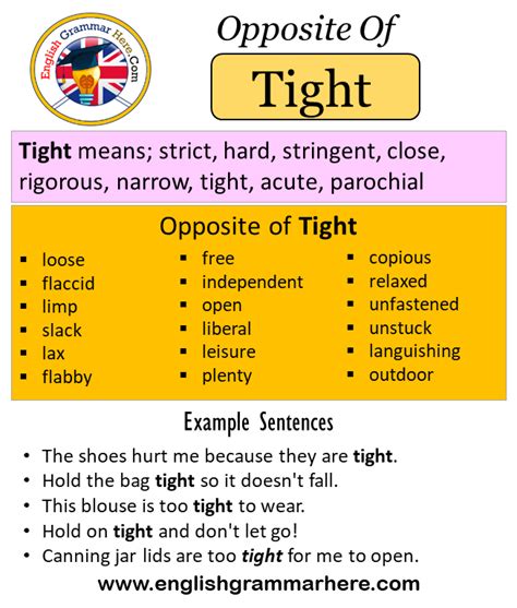 Opposite Of Tight Antonyms Of Tight Meaning And Example Sentences
