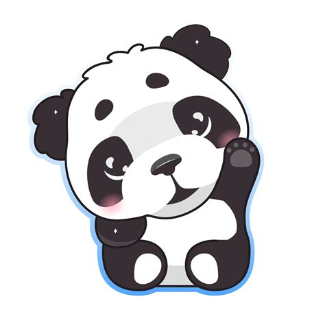 Cute Panda Waving Hand Kawaii Cartoon Vector Character Adorable Happy