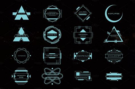 16 Sci Fi Tech Space Logos Graphic Objects ~ Creative Market
