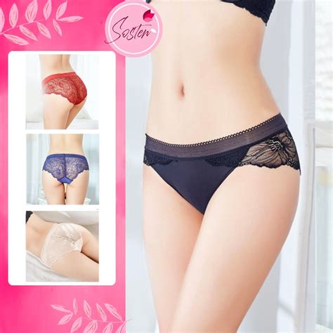 【ready Stock】st069 Sexy Lace Panties Underwear Woman Low Rise Seamless