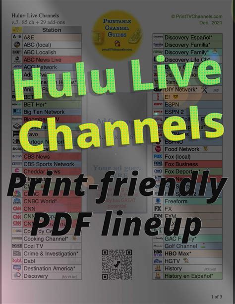 Printable Hulu Live Tv Channels Lineup 2021 Tv Channel Guides Free