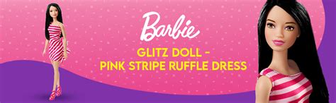 Barbie Glitz Doll Pink Stripe Ruffle Dress Toys And Games
