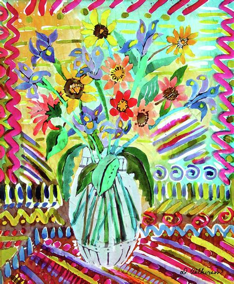 Vase Of Flowers 5 Mixed Media By Darleen Wilkerson Fine Art America