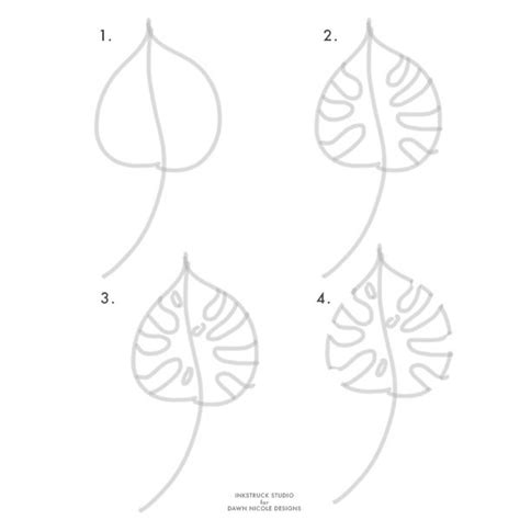 How to draw step by step doodle a leaf. Watercolor Tropical Leaf Tutorial | Dawn Nicole Designs®