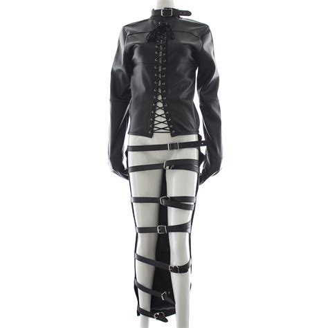 Womens Pvc Leather Full Body Suit Restraints Bondage Straight Jacket