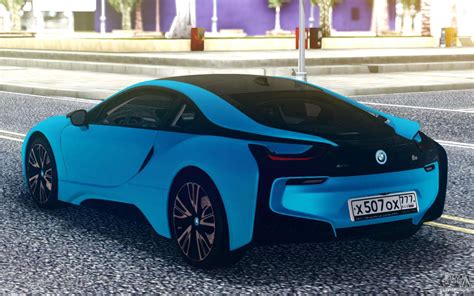 High quality body high quality interior high quality engine sa license plate own realistic settings own collision and shadow chassis_vlo imvehft adapted to skygfx adpated to gfxhack. BMW i8 Blue для GTA San Andreas