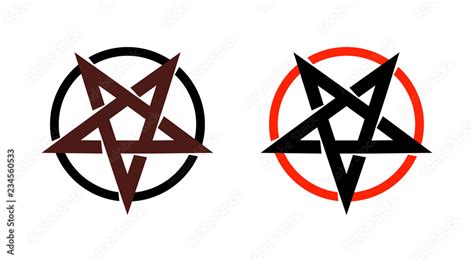 Satan Star Pentagram Symbol Of Satanism Mystical Sign Round Form