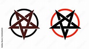 Satan star, pentagram symbol of satanism, Mystical Sign round form ...